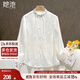 她池新中式襯衫2025秋裝新款女裝提花刺繡立領(lǐng)盤(pán)扣寬松上衣