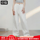 馬登復古白色休閑褲女夏秋季純棉寬松直筒工裝褲百搭顯瘦慵懶闊腿褲 白色 馬登工裝 S