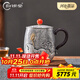 歸銀堂銀水杯純銀999杯子高檔茶缸杯足銀手工鍍金蓮花大號馬克杯銀茶具 大容量 430ml+證書(shū)+禮盒