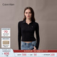 Calvin KleinJeans25秋季新款女士休閑通勤ck刺繡羅紋彈力長(cháng)袖POLO衫47D288G