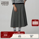 Teenie Weenie小熊女裝秋季通勤沉穩垂感中長(cháng)格紋裙時(shí)尚格雷系裙子 黑色 S (160)
