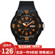 卡西歐(CASIO)學(xué)生運動(dòng)手表男 簡(jiǎn)約防水兒童表日期星期樹(shù)脂皮帶手表 黑盤(pán)橙字黑色橡膠帶MRW-200H-4B