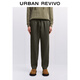 UR秋季新款男裝簡(jiǎn)約休閑松緊腰抽繩純色直筒褲UMB650011 深灰 31