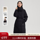 艾萊依氣質(zhì)收腰過(guò)膝長(cháng)款羽絨服女款加厚高充秋冬鴨絨外套 炭黑M