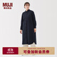 無(wú)印良品（MUJI）女式 水洗 平紋 長(zhǎng)袖襯衫連衣裙 裙子女裝 25年秋季 純棉BC2P3C5A 深藏青色 M (160/84A)