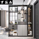 羅籍居（Luojiju）2025入戶(hù)玄關(guān)柜鞋柜一體現代輕奢鐵藝屏風(fēng)對門(mén)隔斷柜酒柜間廳柜子 M02長(cháng)1.6m黑配深灰+淺灰色 框架結構組裝