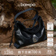 半坡飾族（bampo）中號綿綿包hobo托特包頭層牛皮大容量單肩斜挎包軟包禮物女友 墨碳黑（中號升級拉鏈款）
