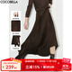 COCOBELLA美拉德穿搭不規則百褶裙女a(chǎn)字大擺壓褶半身裙HS0006-3 巧克力色 L
