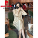 皮爾卡丹（pierre cardin）香云紗真絲連衣裙女裝夏季2025新款國風(fēng)寬松大碼改良旗袍桑蠶絲裙 香檳色 2XL 建議131-150斤