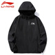 李寧（LI-NING）國潮春秋薄款沖鋒衣男女防水防風(fēng)運動(dòng)情侶帥氣休閑百搭夾克外套 LN黑色[情侶單沖春秋款] L 100-120斤