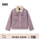 森馬（Semir）牛仔外套女拼接仿兔毛翻領(lǐng)寬松港風(fēng)冬季落肩夾棉夾克103724108001
