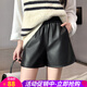歐貝汐皮褲女短褲2025新款秋冬季外穿高腰小個子黑色女士冬天搭配靴子褲 黑色 L