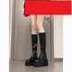 大東薇DADONGWEI彈力長(cháng)筒瘦瘦靴子女款增高厚底長(cháng)靴女2025新款秋冬加絨高筒騎士靴 黑色 37