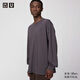 優(yōu)衣庫男裝女裝大師T AIRism棉混紡圓領(lǐng)T恤長(cháng)袖479781 77 灰紫色 S