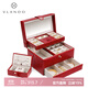 VLANDO高檔首飾盒收納盒高級生日禮物女生閨蜜紅色新婚禮物飾品盒 胭脂紅瘋馬紋-禮盒裝
