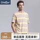 金利來(lái)奧特萊斯【純棉】男士短袖T恤男時(shí)尚撞色條紋寬松圓領(lǐng)青春休閑T恤 69-卡其 XL