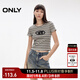 ONLY2025夏季新款字母條紋圖案修身圓領(lǐng)短袖正肩T恤女|125201055 H02南?；覘l紋 L
