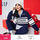 GAP女裝春秋款LOGO撞色半拉鏈套頭衛衣寬松上衣405064