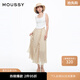 moussy 女裝新品甜美森系風(fēng)木耳邊波點(diǎn)半身裙女028HSA30-1981 070米色 S