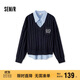 森馬（Semir）毛衣女冬刺繡V領(lǐng)絞花毛衫無(wú)袖襯衫氣質(zhì)學(xué)院風(fēng)兩件套101724107029