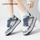 LUCKY BRAND板鞋 女鞋情侶款四葉草美式戶(hù)外透氣男休閑鞋LY0003 白藍 39