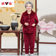雅鹿中老年人睡衣女加厚加絨秋冬奶奶衣服法蘭絨媽媽家居服老太太套裝 酒紅色【加厚法蘭絨】 3XL 建議【120-140斤】