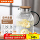 蘇泊爾（SUPOR）冷水壺涼水壺玻璃耐高溫家用大容量冷泡果汁花茶壺水杯茶壺套裝 杯子4個(gè)+壺 2L