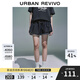 UR2025夏季新款女裝復古學(xué)院拼接腰頭牛仔半裙UYU850065 藍色 (偏短有內襯) S