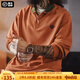 馬登工裝美式復(fù)古納瓦霍撞色疊領(lǐng)polo衫男秋季假兩件寬松男士長(zhǎng)袖T恤 加州橙 L