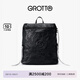 GROTTO個(gè)樂(lè )黑石雙肩包大容量褶皺綿羊皮軟皮背包電腦包通勤旅行包 黑石背包L（黑標）