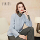 菲妮迪（FINITY）羊絨大衣2025年冬季新款保暖雙面呢短款毛呢外套女裝 淺藍色 M