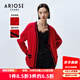 艾諾絲雅詩(shī)七夕情人節春秋款紅色復古簡(jiǎn)約開(kāi)衫針織衫外套女20121806 紅色 M