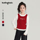 布丁哈魯【撞色假兩件】春季新款女童長(cháng)袖T恤中大童字母印花上衣童裝