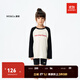 little MO&Co.5A抑菌童裝秋新款女童百搭插肩袖純棉長(cháng)袖t恤男童 黑色2 160 160/76