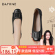 達芙妮單鞋女厚底坡跟增高夏季2025新款百搭船鞋制服鞋配裙子 黑色 37 標準碼