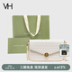 VANESSA HOGAN VH女包山茶花信封包高級感包包老花鏈條小包單肩斜挎包生日禮物 奶茶色+綠野仙蹤禮袋