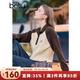 百圖betu女裝秋季新款毛針織衫曠野美拉德撞色領(lǐng)針織衫女2409T28 燕麥色 M