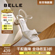 百麗（Belle）氣質(zhì)一字帶涼鞋女商場(chǎng)同款真皮粗跟涼鞋D6L1DBL5 米白 37 (235mm)