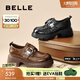 百麗（Belle）張凌赫推薦黑巧樂(lè )福鞋女25秋新商場(chǎng)款牛皮厚底jk鞋E1Z1DCM5預售 棕色 37