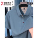 KBXNG勁霸勁霸夏季新款純棉短袖t恤男士商務(wù)休閑免燙純色翻領(lǐng)polo 灰藍 L 50  125-140斤