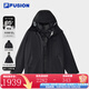 FILA FUSION斐樂男裝羽絨服兩件套男連帽保暖外套 正黑色-BK 羽絨服兩件套 2XL