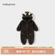 babylove嬰幼兒連體衣秋冬毛絨連帽哈衣寶寶外出服新生兒居家爬服保暖衣服 展鹿頭角-棕 80cm