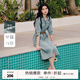 秋水伊人優(yōu)雅浪漫裙子2025年夏季新款氣質簡約通勤立領設計連衣裙 牛仔藍 M