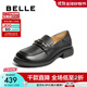 百麗（Belle）英倫風(fēng)樂(lè )福鞋女2025秋新商場(chǎng)同款羊皮舒適便士樂(lè )福E1N1DCA5 黑色 39 (245mm)