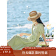 茵曼（INMAN）七七同款連衣裙2025夏女裝新款田園純棉提花方領(lǐng)A字泡泡袖蛋糕裙 淡綠色 74.6%粘纖 25.4%棉  L