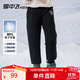 雪中飛兒童羽絨褲新款冬季男女童中大童休閑百搭加厚保暖長(cháng)褲工裝羽絨褲 黑色 170