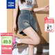 唐獅2025夏女復古口袋牛仔中短褲