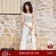 自巧小個子淺春系藍(lán)色傘裙女2025春夏新款輕盈飄逸白色中長半身裙 雅白色 M （4碼）