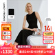 朗姿三醋酸Basic衣櫥無(wú)袖輕禮服連衣裙夏新款法式長(cháng)裙子 黑色 L