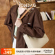 簡(jiǎn)·佰格（JONBAG）菜藍子包2025款撞色水桶包百搭托特包大容量單肩包送女友節日禮物 磨砂杏色小版